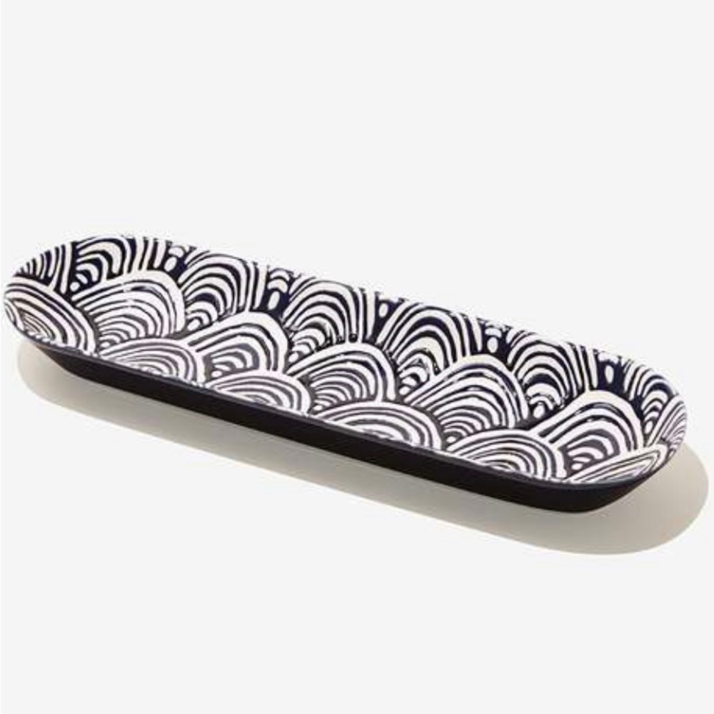 SHORT STORIES Glazed Ceramic Black & White Tray NEW IN BOX